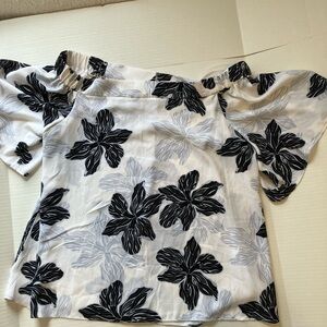 Floral Off-Shoulder Top - Black and White